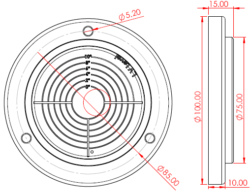 Circular Inclinometer Levels CILAVF100-5-1 AVF100-10 size