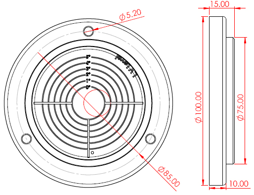 Circular Inclinometer Levels CILAVF100-5 size